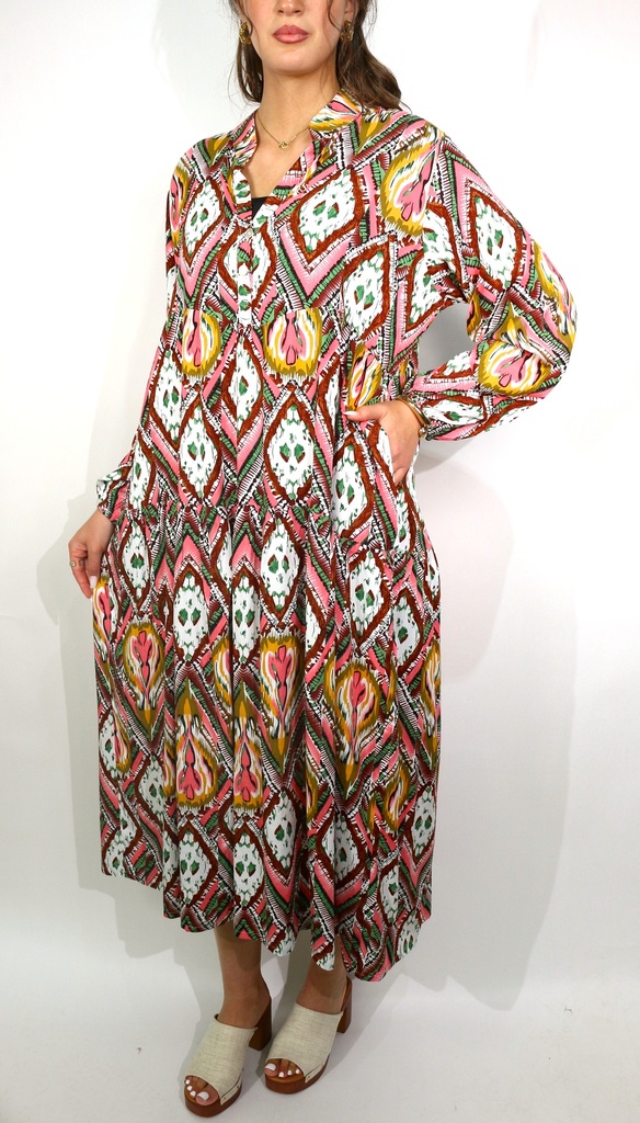 Robe ISADORA Marron vert rose
