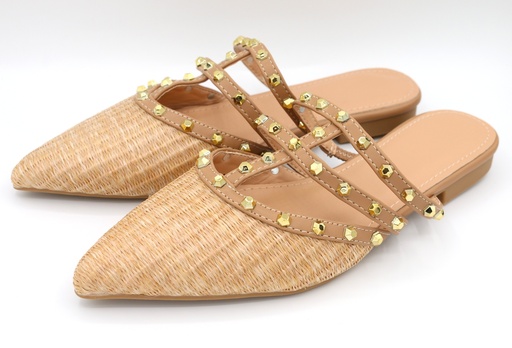 Mules cloutée beige